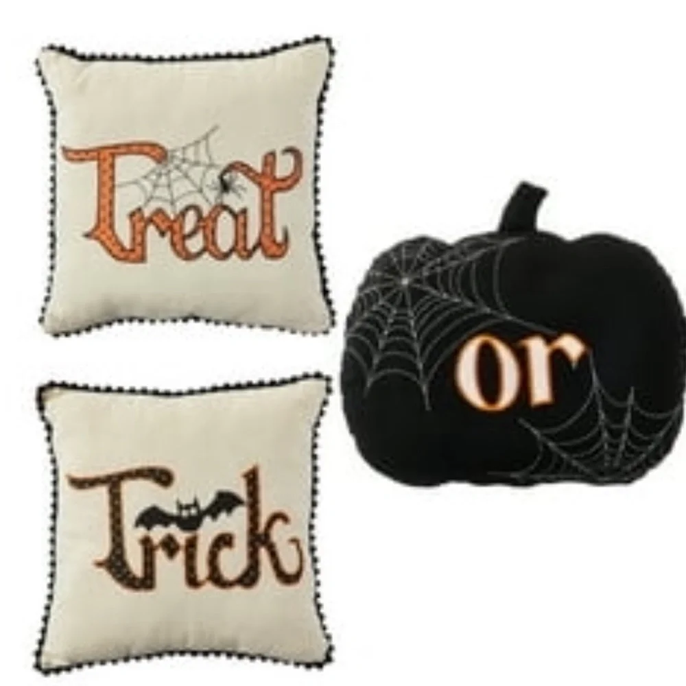 EXCHANGE Halloween Pillow Set - Black, White, and Orange